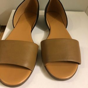 J. Crew black and tan peep-toe flats